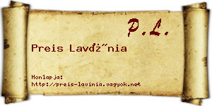 Preis Lavínia névjegykártya